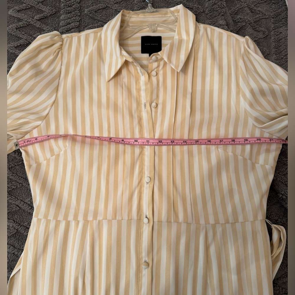 Alex Marie Jesse Cream Striped Shirt Dress - size 14 - Picture 11 of 12
